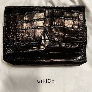Vince Black Croc Clutch